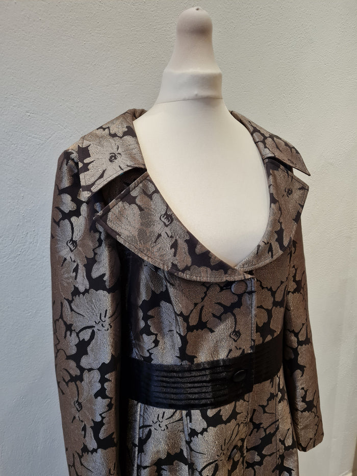 Per Una Blk/Gold Brocade Coat Size 14