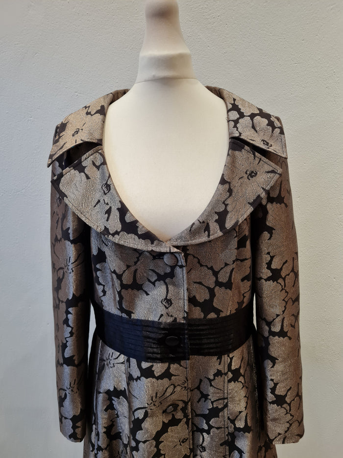 Per Una Blk/Gold Brocade Coat Size 14