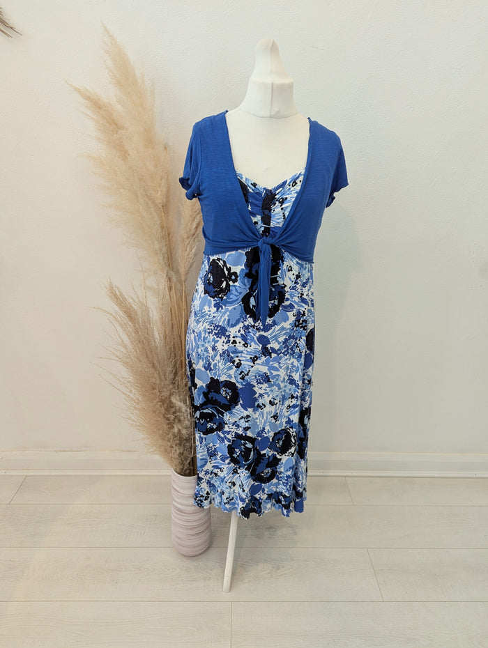 Per Una Blue Flower Dress & Shrug 18L