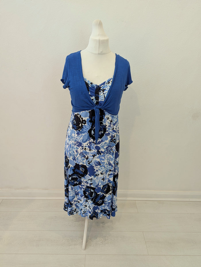 Per Una Blue Flower Dress & Shrug 18L