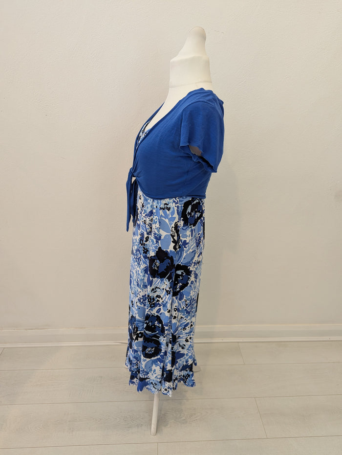 Per Una Blue Flower Dress & Shrug 18L