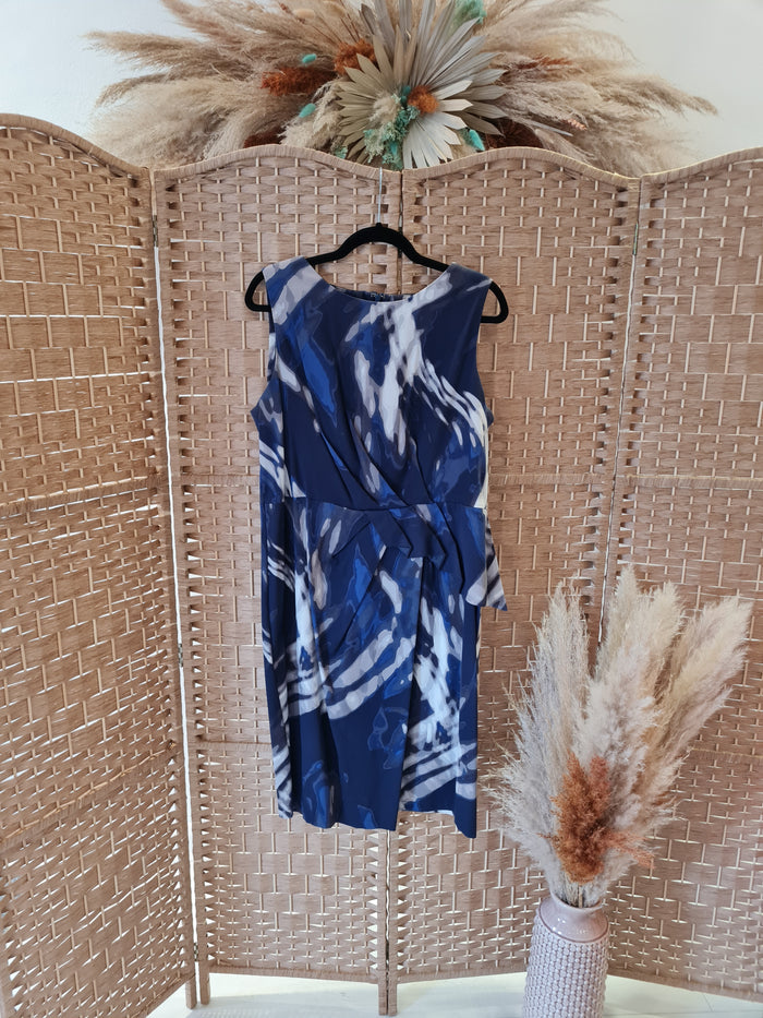Per una Blue & Grey peplum dress Size 18