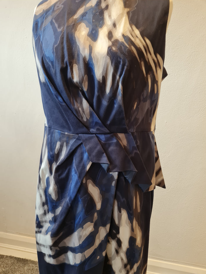 Per una Blue & Grey peplum dress Size 18