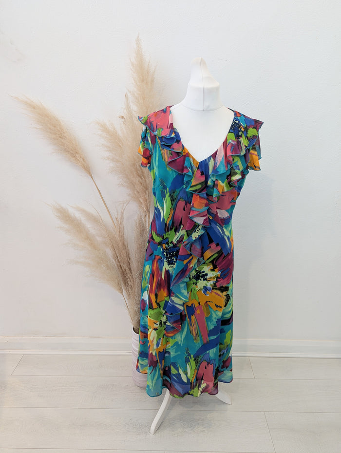 Per Una Green Print Dress 18L