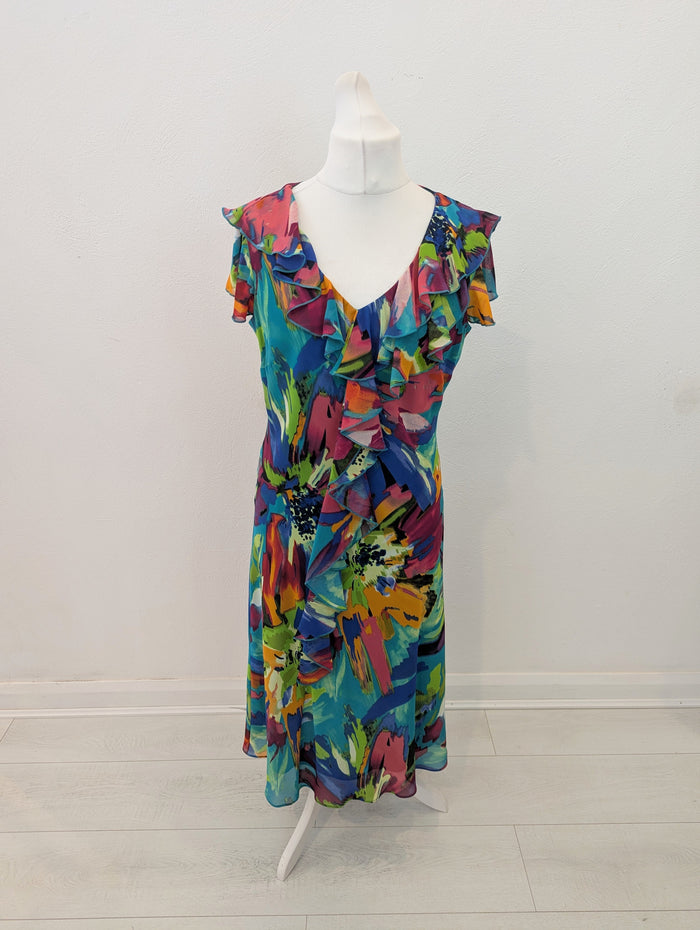 Per Una Green Print Dress 18L