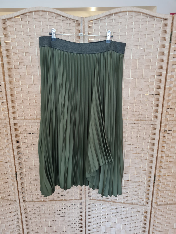 Per Una Khaki Pleated Skirt Size 16