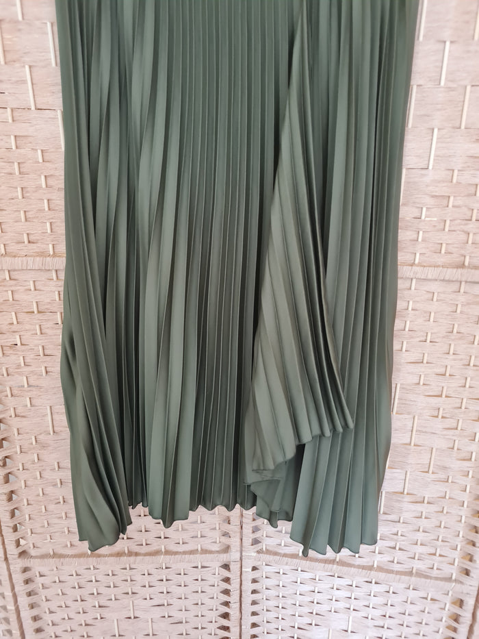 Per Una Khaki Pleated Skirt Size 16