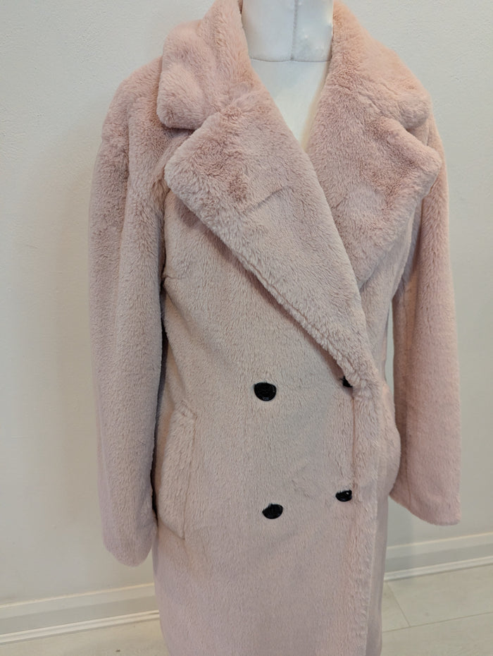 Per Una Pink Faux Fur Coat 10/12