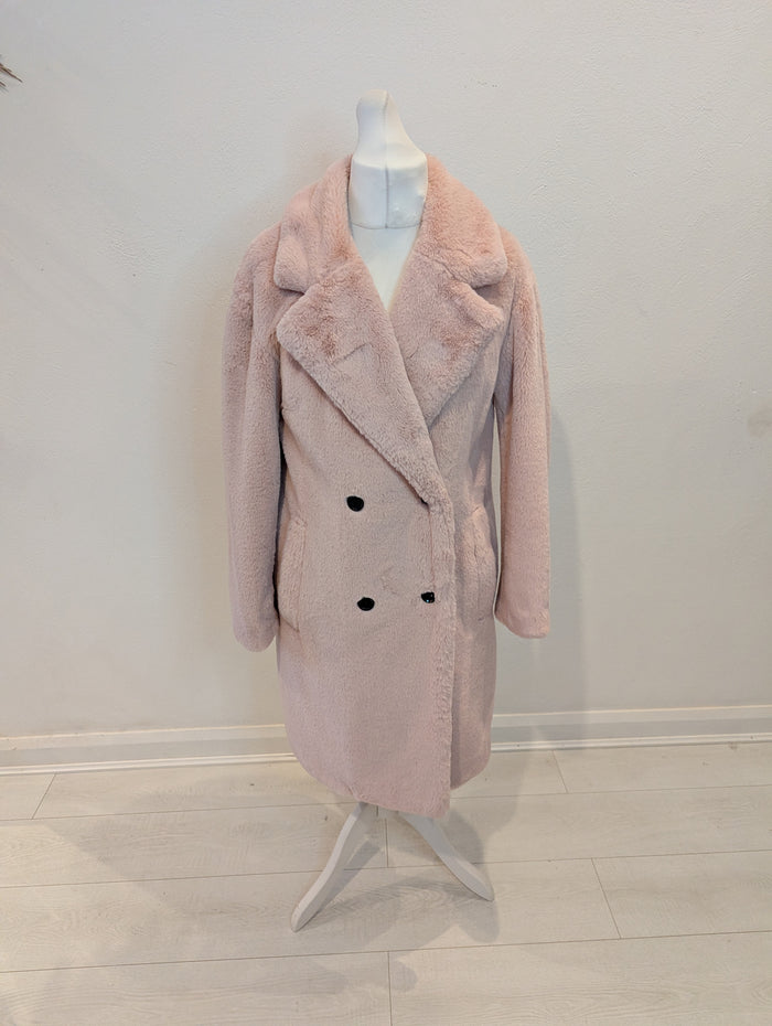 Per Una Pink Faux Fur Coat 10/12