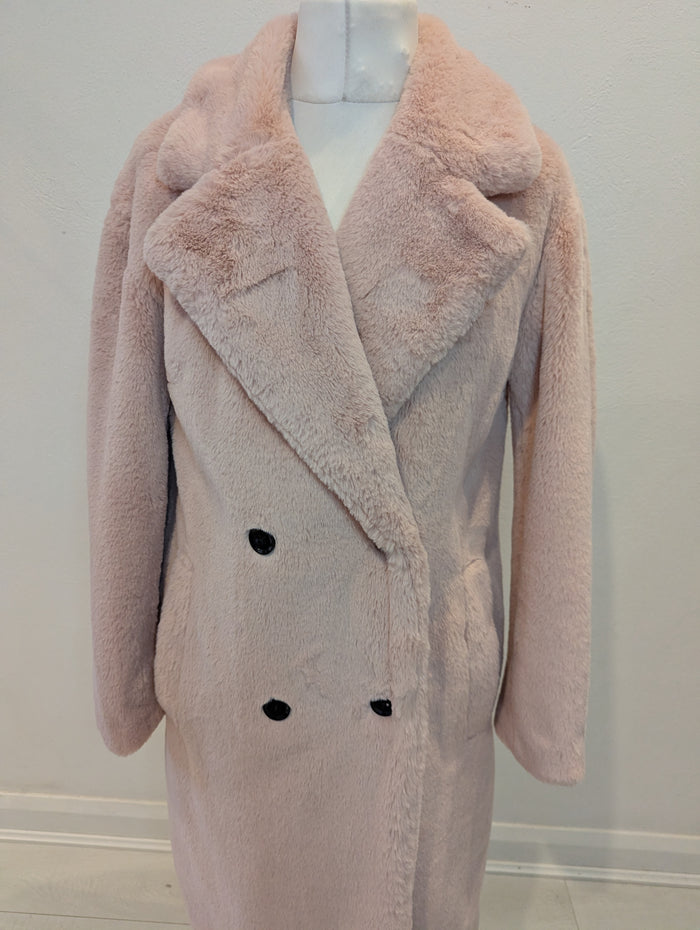 Per Una Pink Faux Fur Coat 10/12