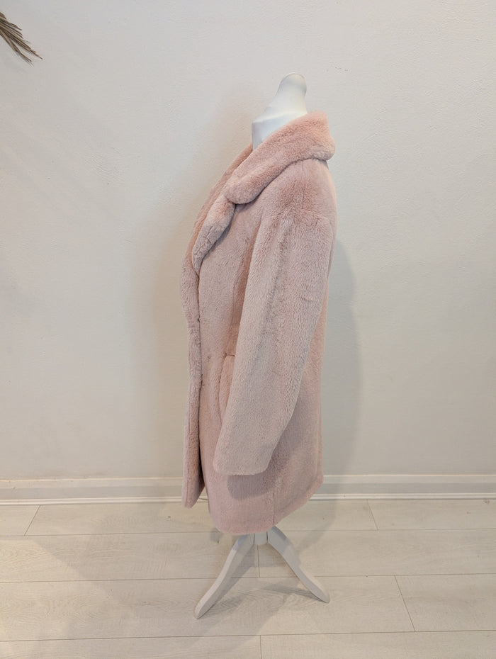 Per Una Pink Faux Fur Coat 10/12