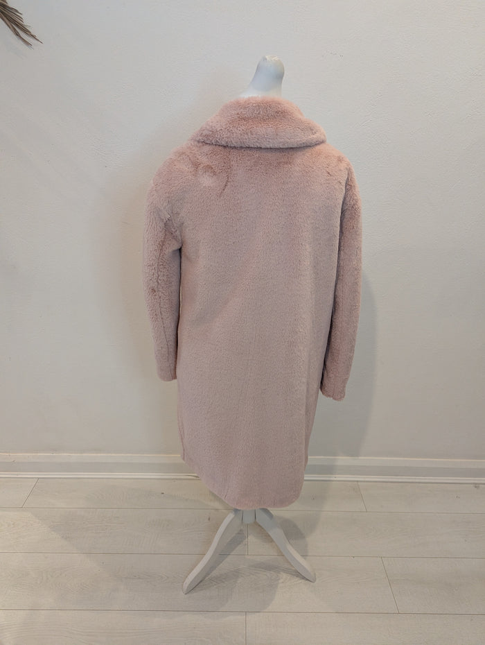 Per Una Pink Faux Fur Coat 10/12