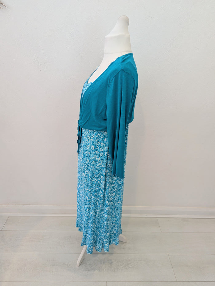 Per Una Teal Flower Dress & Shrug 18L
