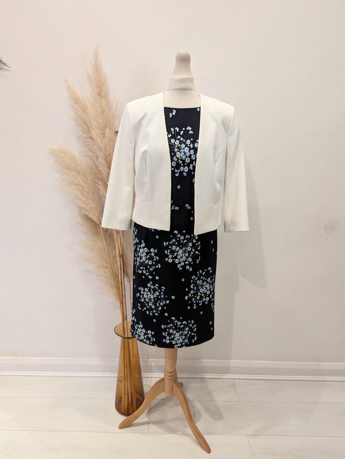 Phase Eight Navy Floral Dress & Jacket 10