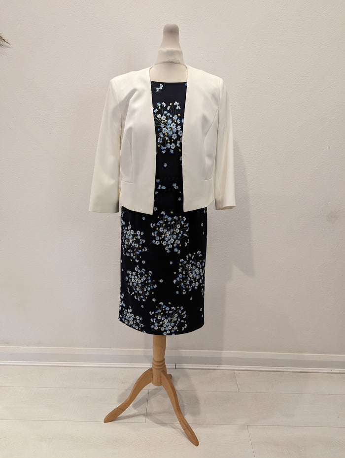 Phase Eight Navy Floral Dress & Jacket 10