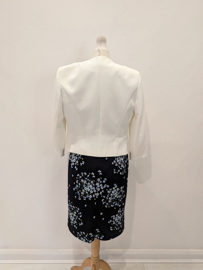 Phase Eight Navy Floral Dress & Jacket 10