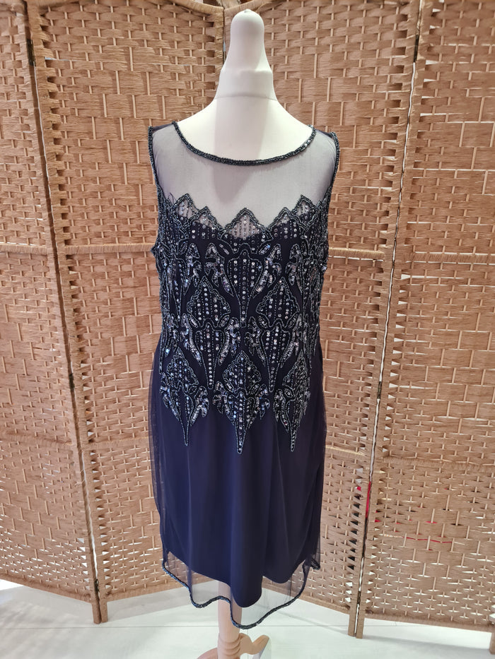 Pisarro Nights Grey Silver Sequin Dress 10