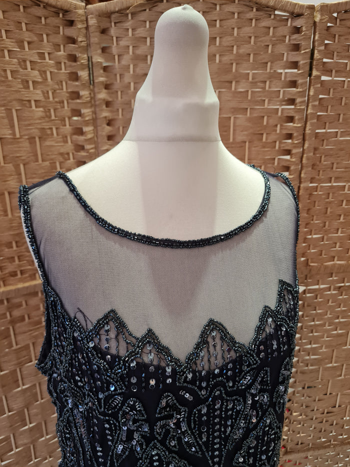 Pisarro Nights Grey Silver Sequin Dress 10