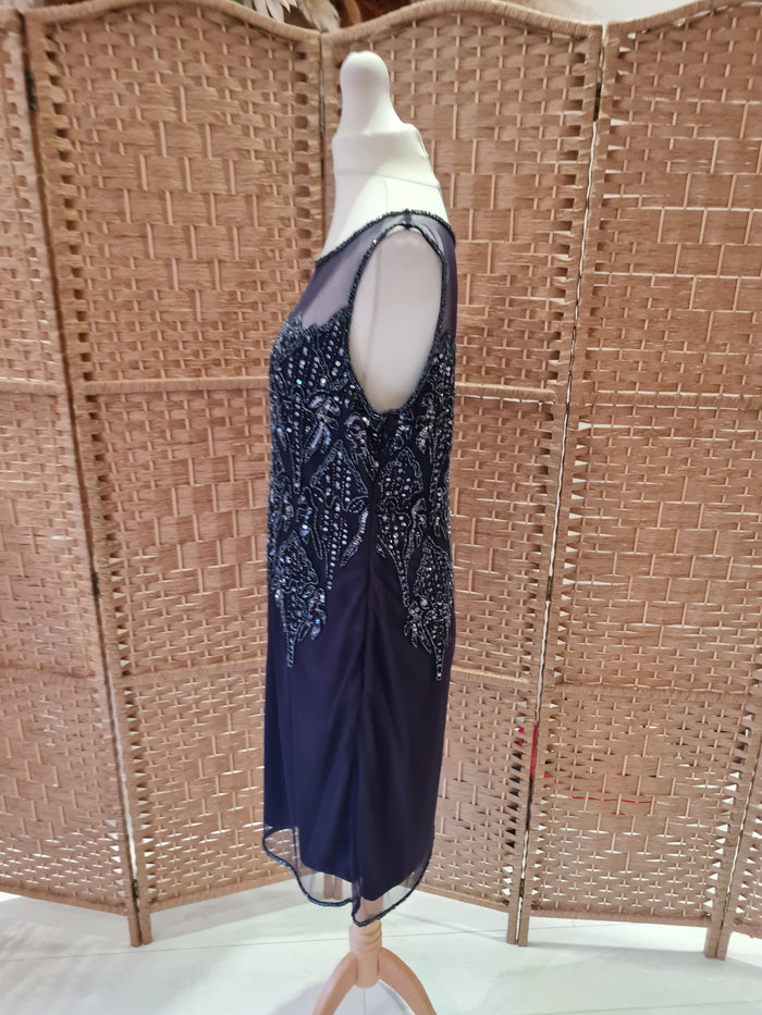 Pisarro Nights Grey Silver Sequin Dress 10