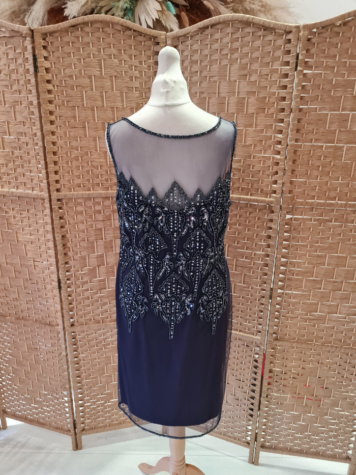 Pisarro Nights Grey Silver Sequin Dress 10