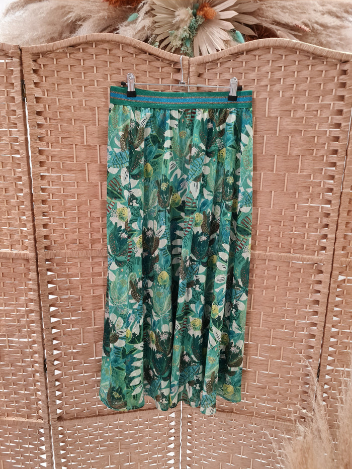 Pom Amsterdam Green Print maxi skirt 10
