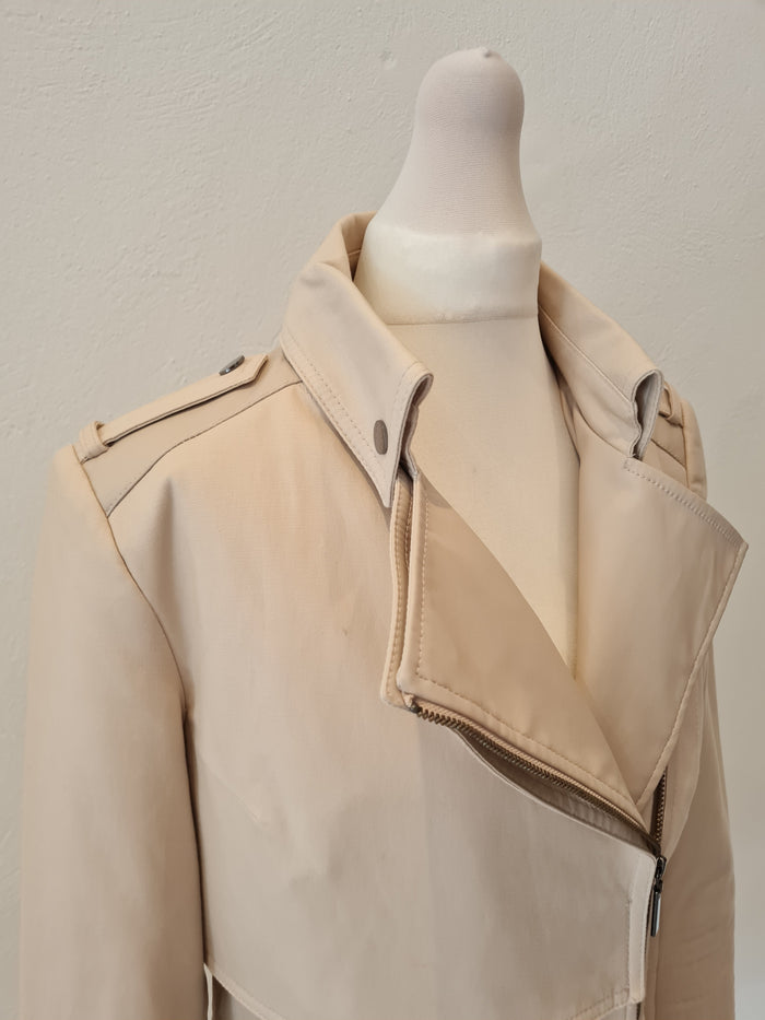 Promod Cream Side Zip Coat Size 12