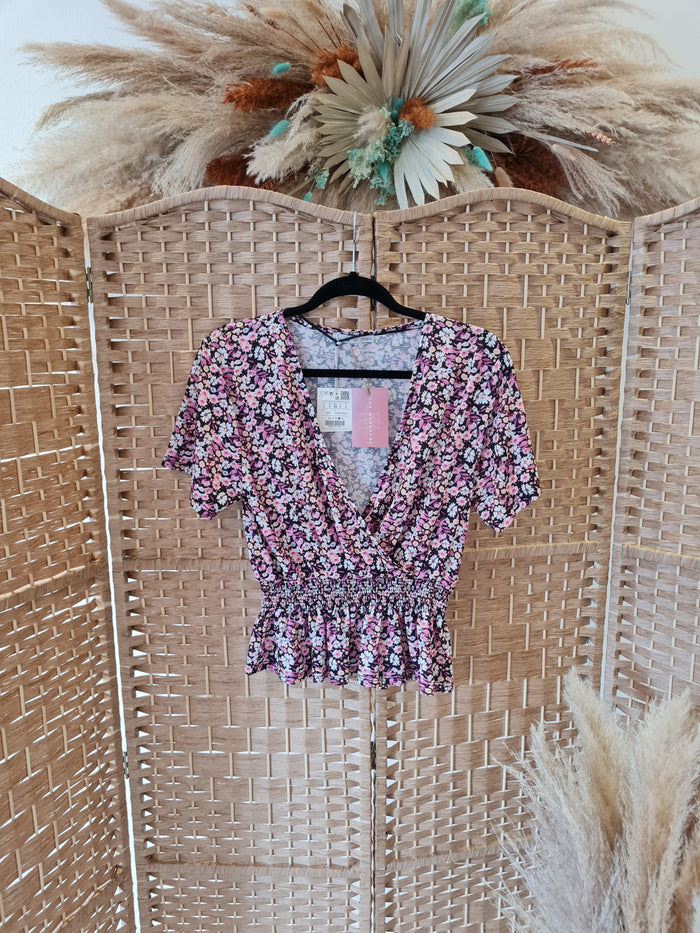 Pull & Bear Pink Floral top New L