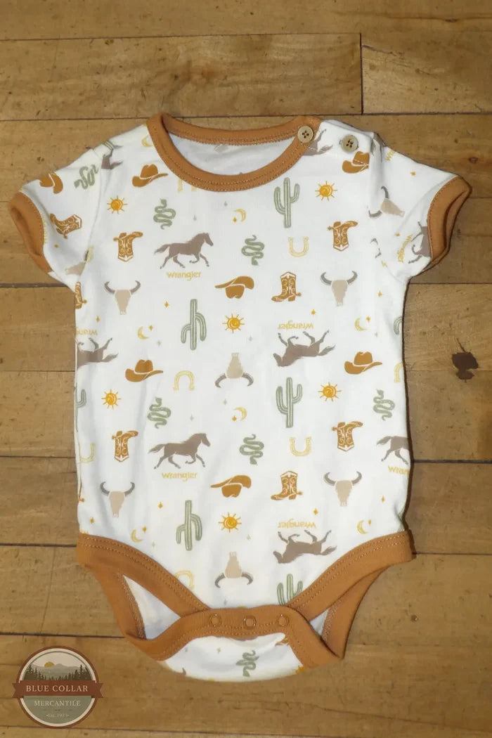 Wrangler PW2100002 Wrangler Infant Boys Cowboy Shortall Set onesie undershirt for set