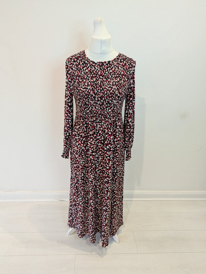 QED London  Black Flower print Dress 14