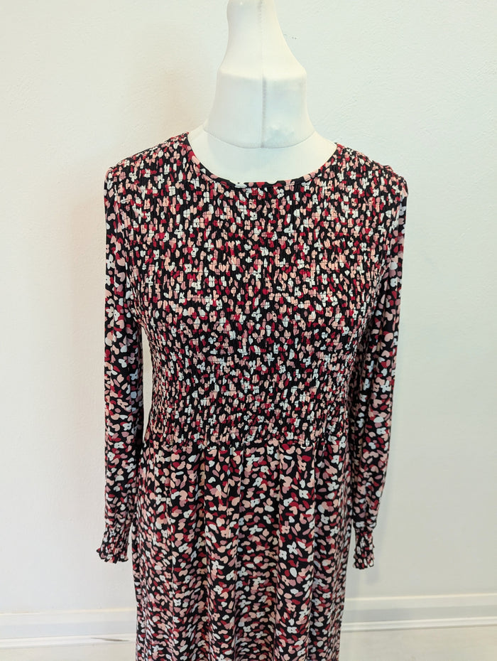 QED London  Black Flower print Dress 14