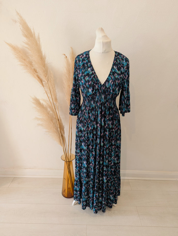 QED London Green/ Pink Print Dress M RRP £39.99