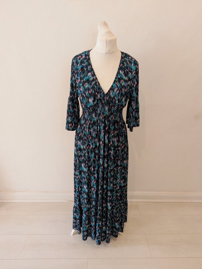 QED London Green/ Pink Print Dress M RRP £39.99