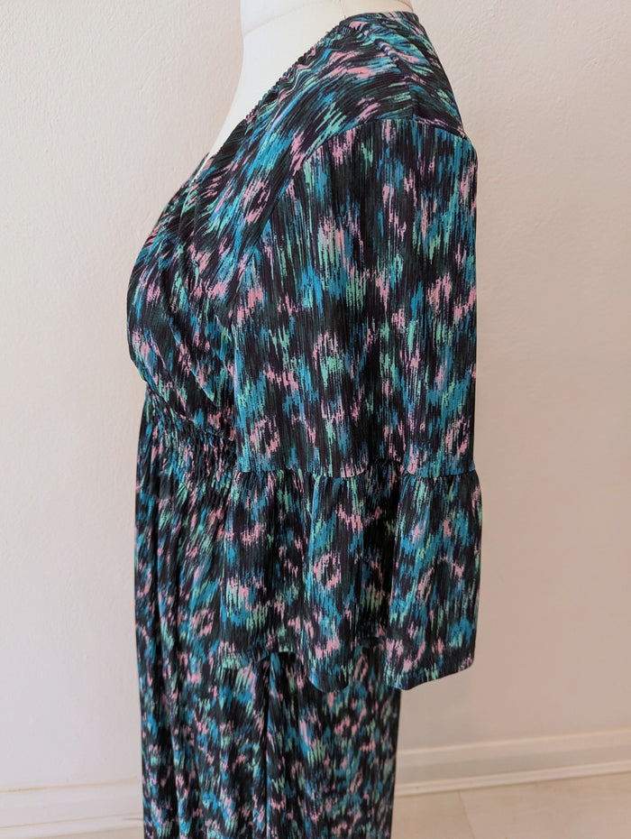 QED London Green/ Pink Print Dress M RRP £39.99