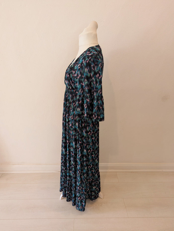 QED London Green/ Pink Print Dress M RRP £39.99