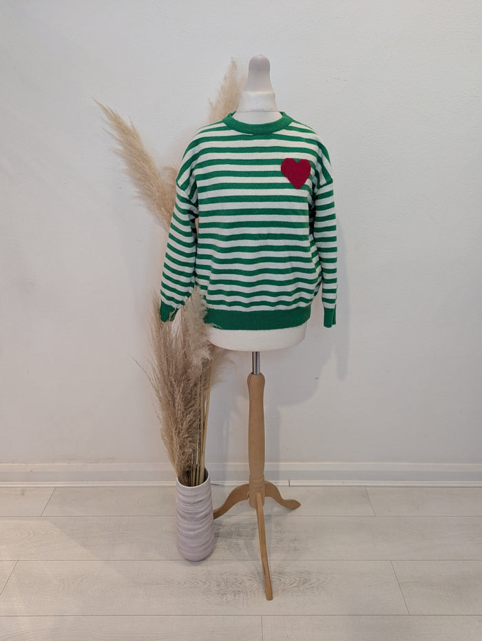 Qed London Green Stripe Jumper S/M