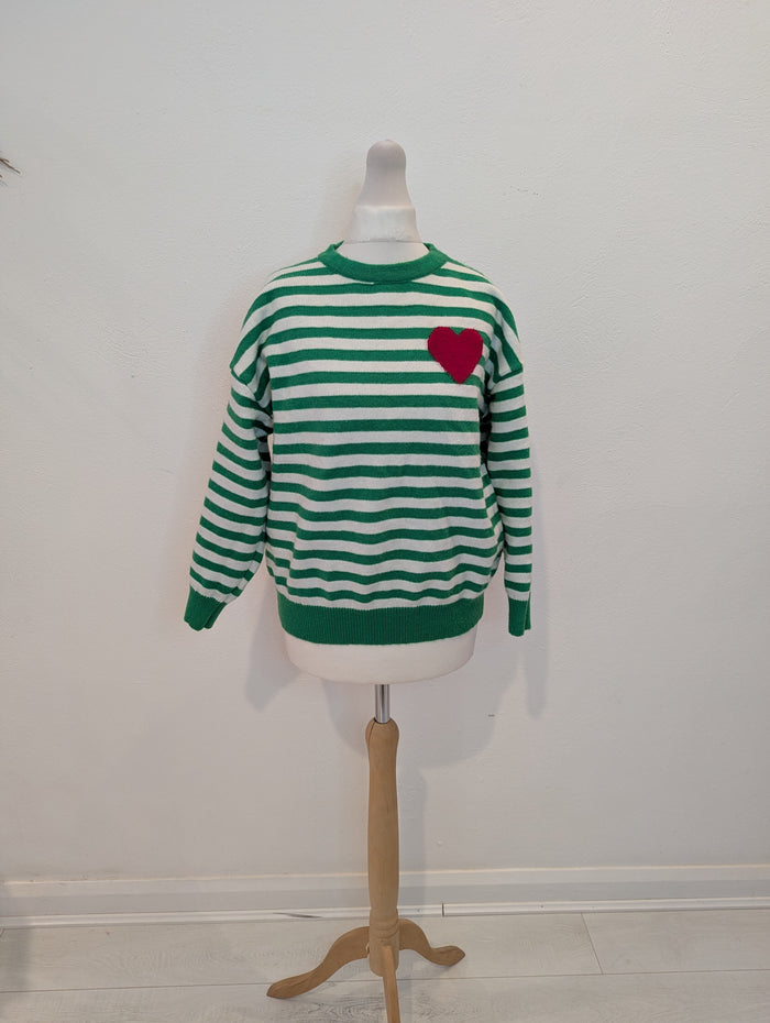 Qed London Green Stripe Jumper S/M