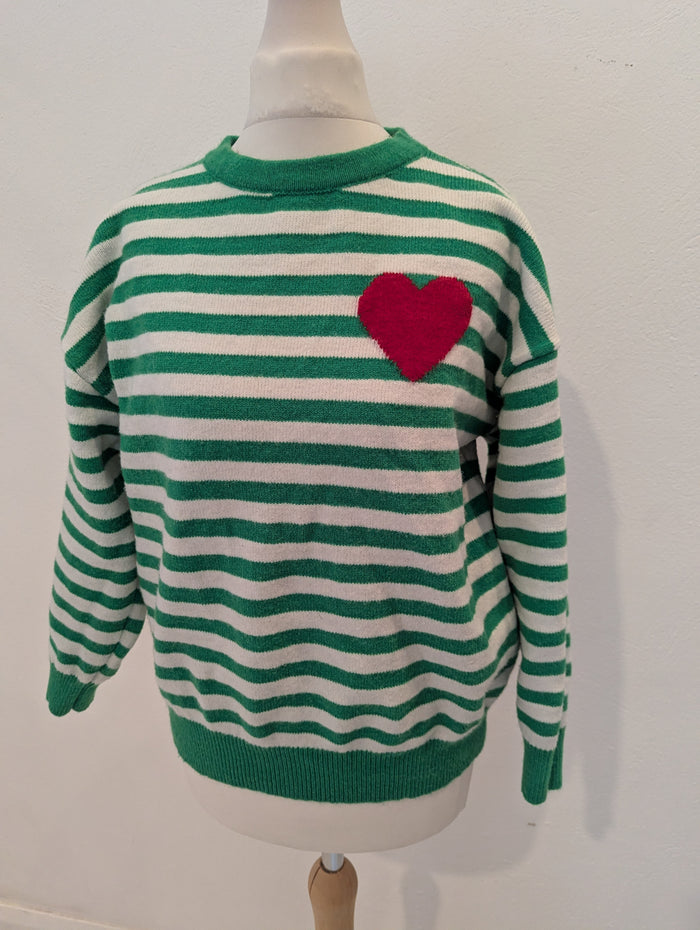 Qed London Green Stripe Jumper S/M