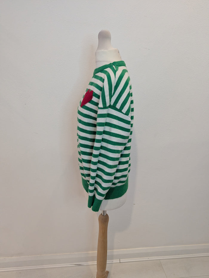 Qed London Green Stripe Jumper S/M