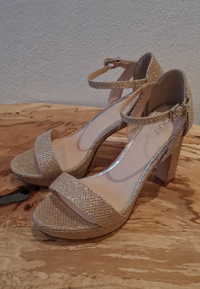 Quiz Rose Gold Sparkle Platform Sandal Size 3 New