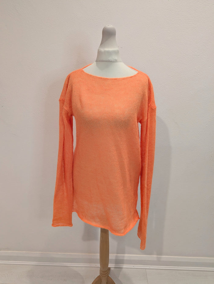 Raey Orange Open Knit Mohair & Wool Blend Knit Small