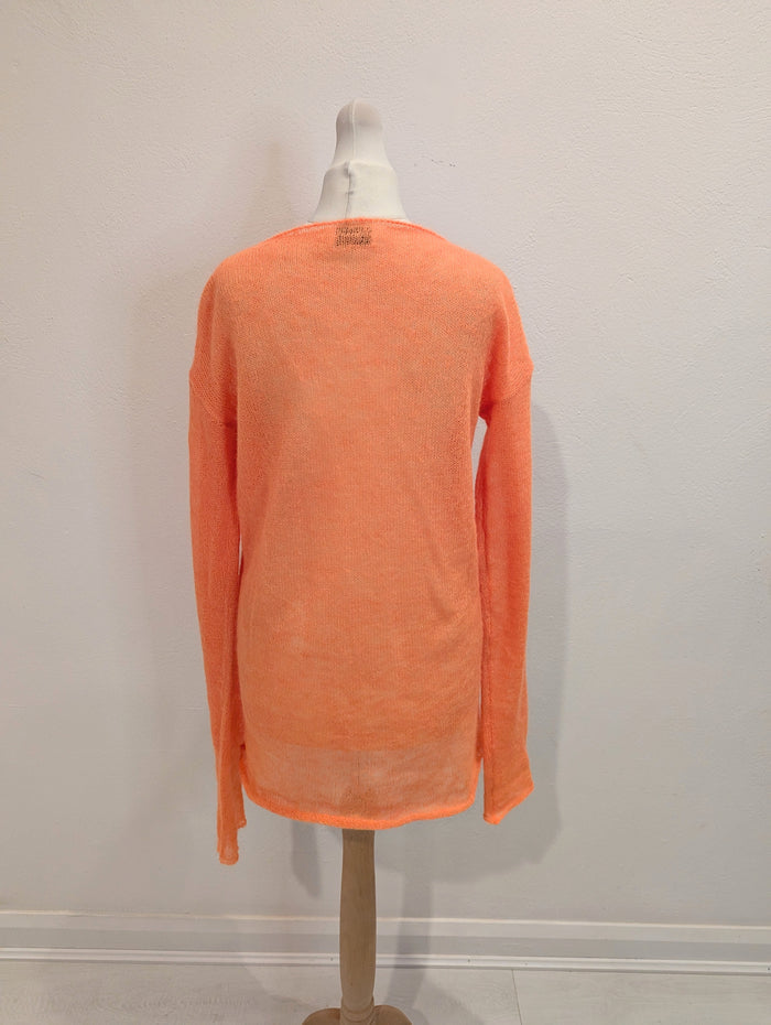 Raey Orange Open Knit Mohair & Wool Blend Knit Small