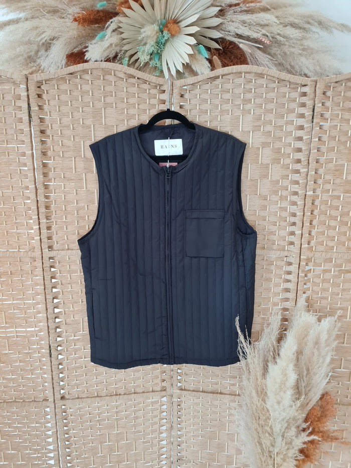 Rains Black Quilted Gilet L/XL