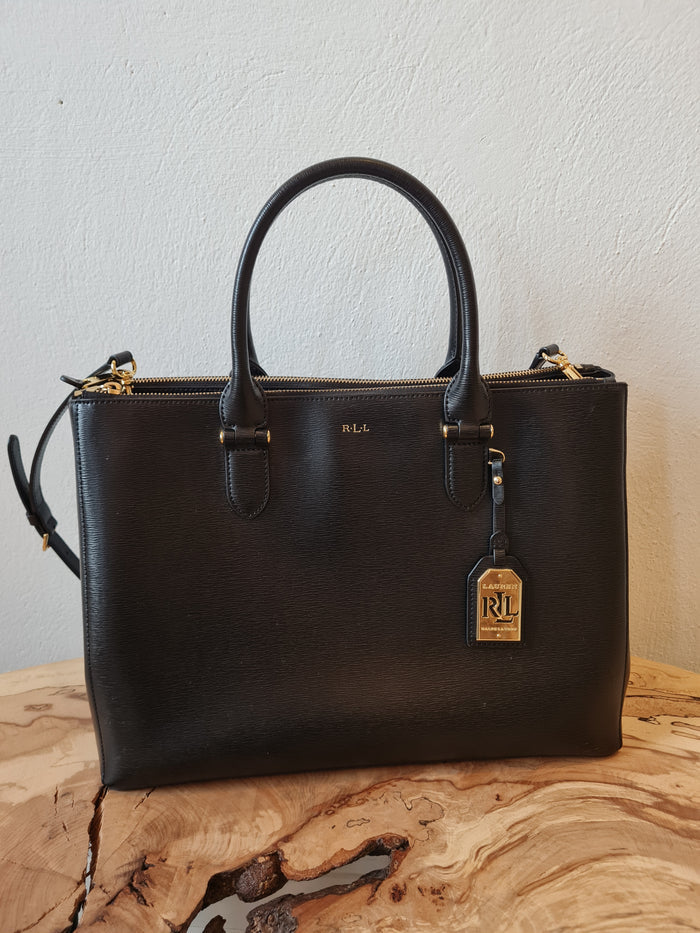 Ralph Lauren black Newbury tote w/ crossbody strap
