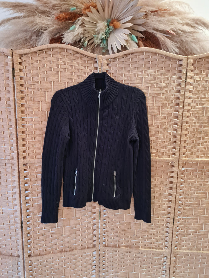 Ralph Lauren Black Zip Knit Size Large