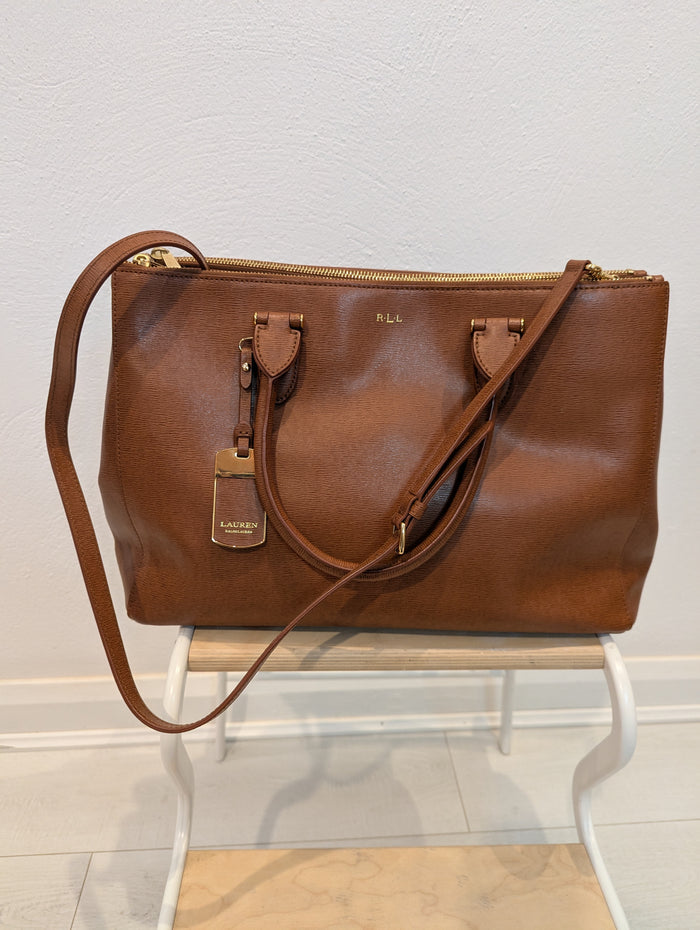 Ralph Lauren large tan Newbury tote