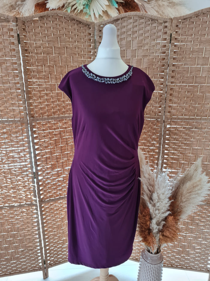 Ralph Lauren Puple Jewelled Neck Dress 10