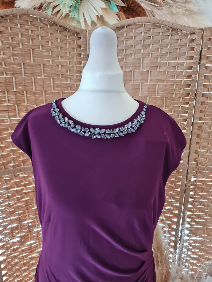 Ralph Lauren Puple Jewelled Neck Dress 10