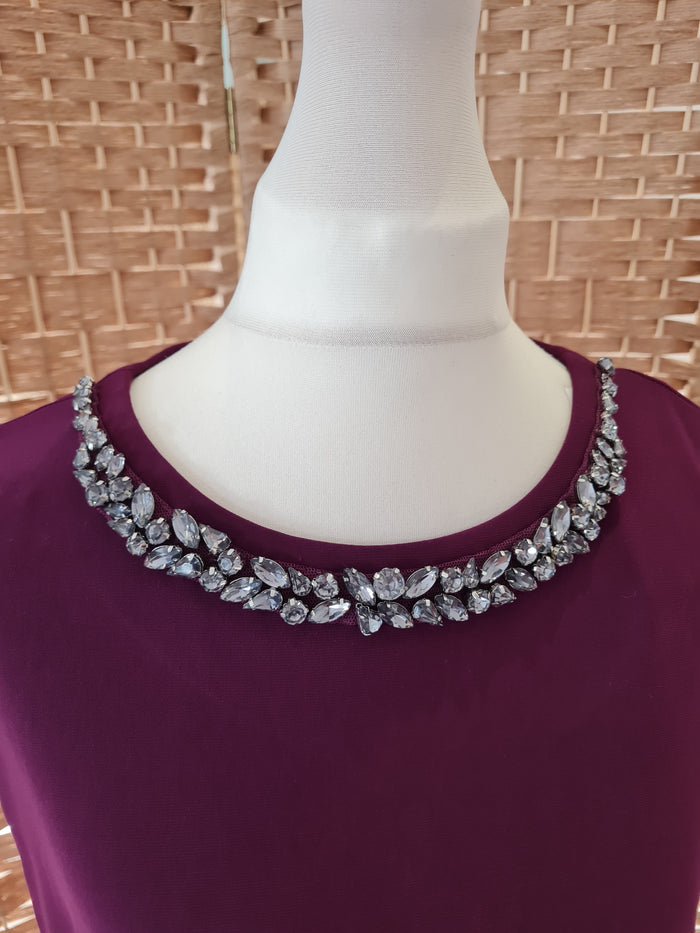Ralph Lauren Puple Jewelled Neck Dress 10