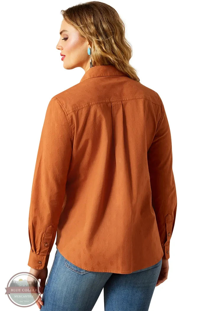 Ariat 10062672 REAL Billie Jeans Tone-on-Tone Long Sleeve Shirt in Orange, rear