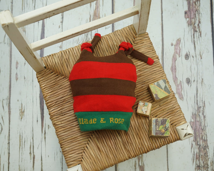 Red & Brown Knotted Baby Hat